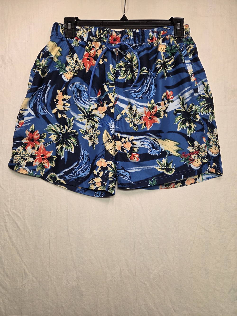 Superdry Blue Tropical Swim Shorts. Size XL.